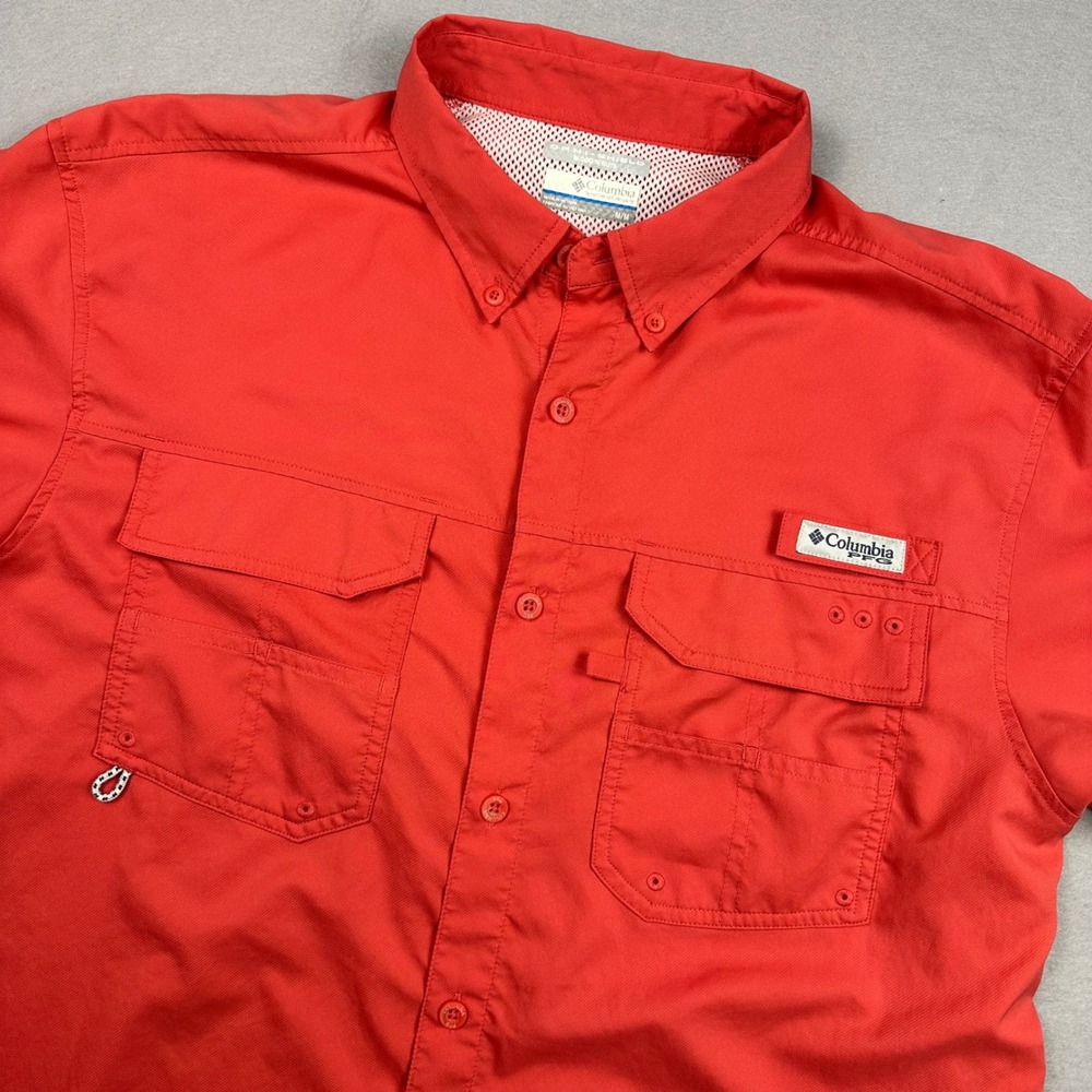 Columbia PFG Blood N Guts Coral Fishing Shirt Mens Medium FM7077 Short Sleeve
